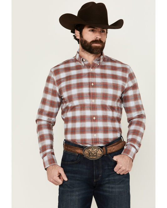 Men's Rush Plaid Print Long Sleeve Button-Down Stretch West | Cody James Clothing