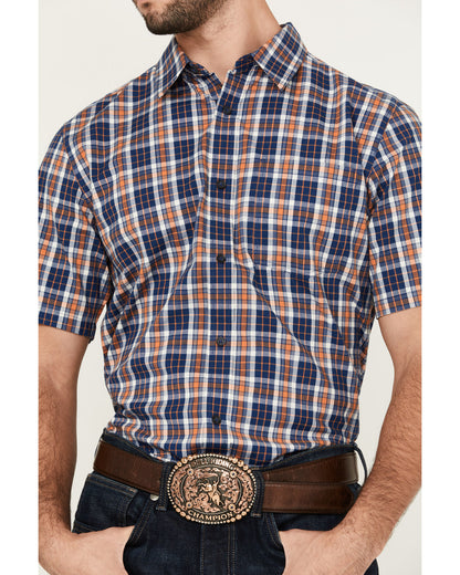 Men's Tequila Sunrise Plaid Print Short Sleeve Button-Down | Cody James Clothing|Sale
