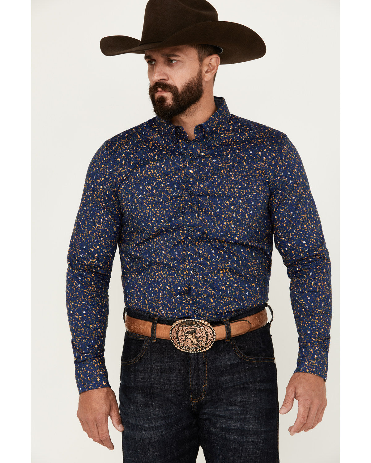Men's Meadowlark Floral Print Long Sleeve Button-Down Stret | Cody James Clothing|Sale