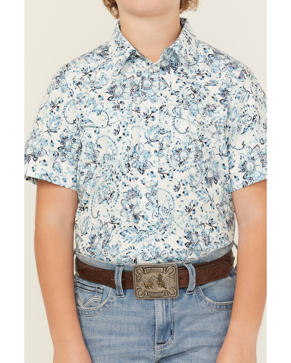Boys' Frontier Threads Paisley Print Short Sleeve Snap West | Cody James Clothing|Boys