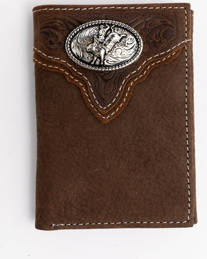Men's Boot Stitch Longhorn Tri-Fold Leather Wallet | Cody James Accessories