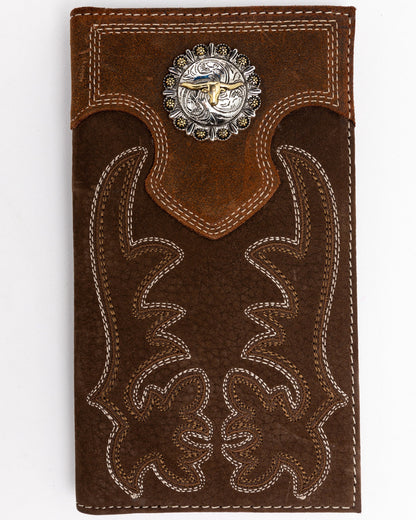 Men's Boot Stitch Long Horn Leather Checkbook Wallet | Cody James Accessories