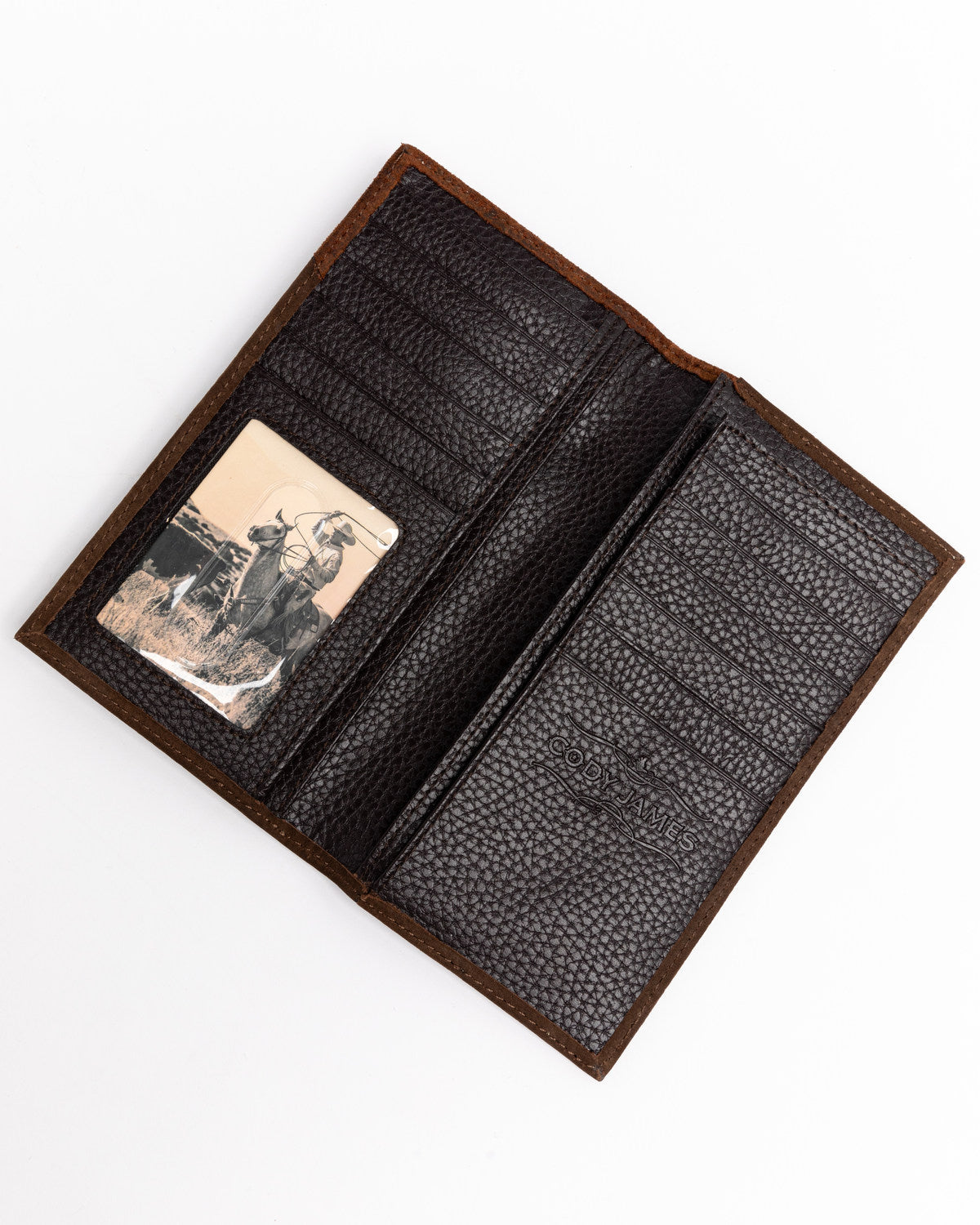 Men's Boot Stitch Long Horn Leather Checkbook Wallet | Cody James Accessories