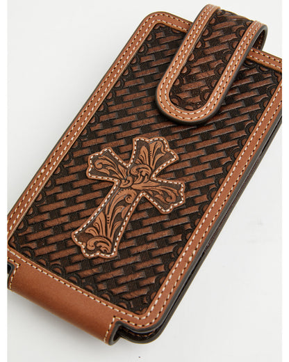 Men's Wells Basketweave Cross Leather Cell Phone Case | Cody James Accessories