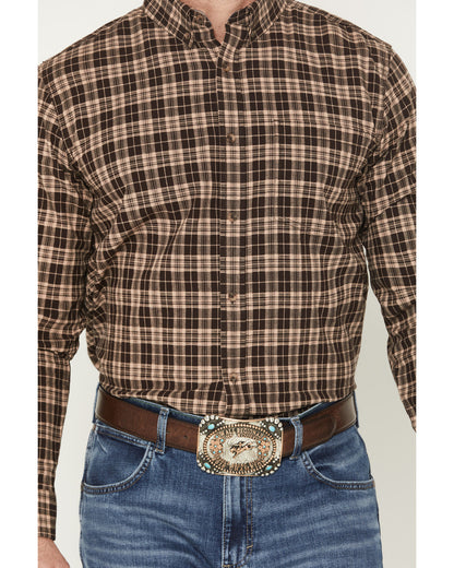 Men's Whiskey Ranch Plaid Print Long Sleeve Button-Down Str | Cody James Clothing
