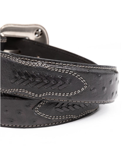 Men's Ostrich Print Embroidered Western Buckle Belt | Cody James Accessories