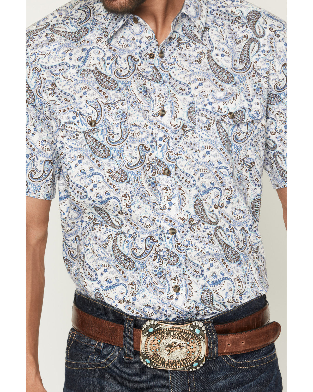 Men's Ryder Paisley Print Short Sleeve Snap Western Shirt | Cody James Clothing