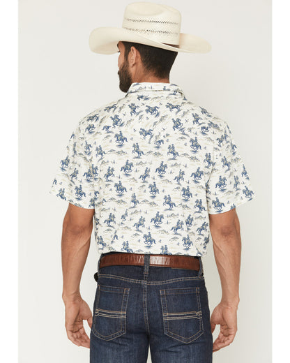 Men's Amos BBQ Western Print Short Sleeve Snap Western Shir | Cody James Clothing