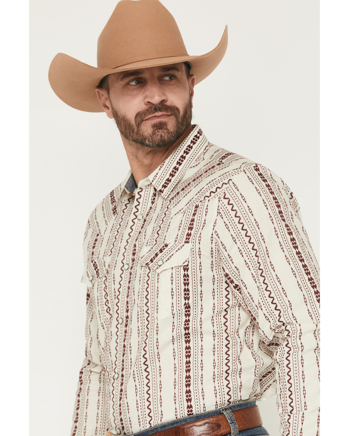 Men's Warhunt Dobby Striped Long Sleeve Snap Western Shirt | Cody James Clothing