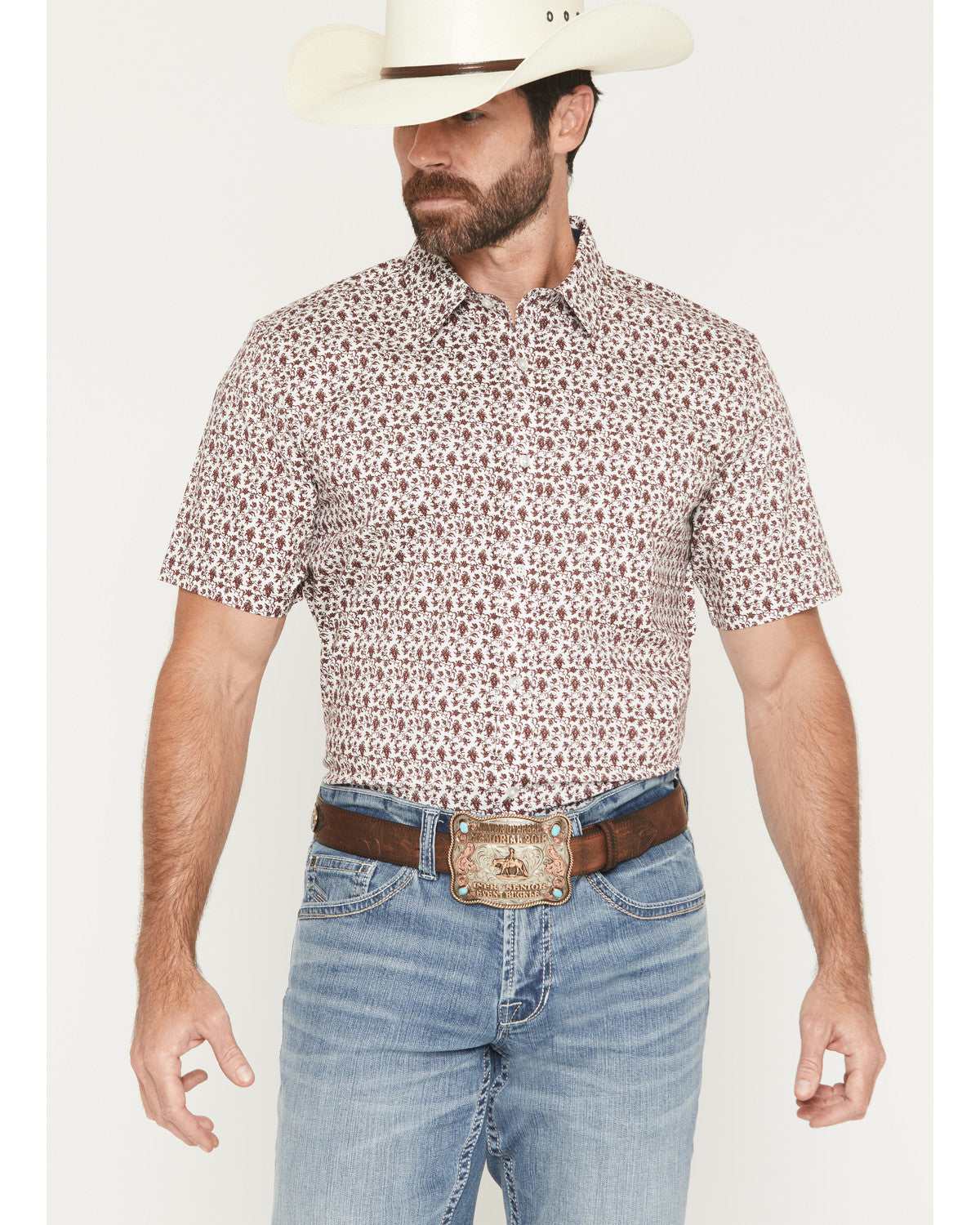 Men's Neon Moon Floral Print Short Sleeve Button-Down Stret | Cody James Clothing
