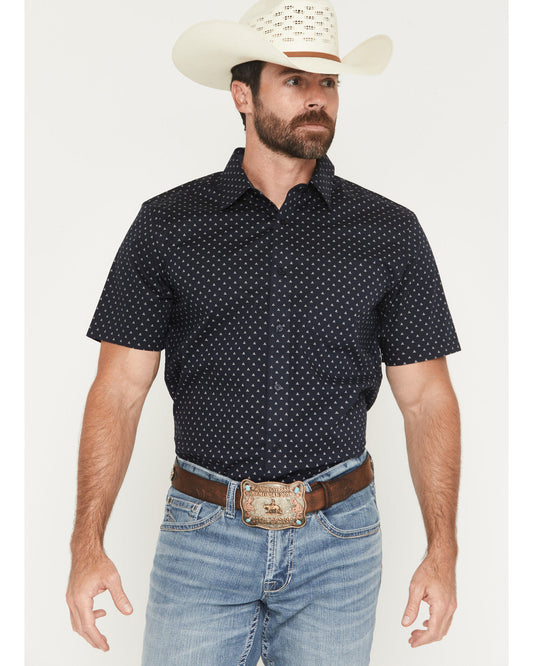 Men's Barrel Rider Geo Print Short Sleeve Button-Down Stret | Cody James Clothing