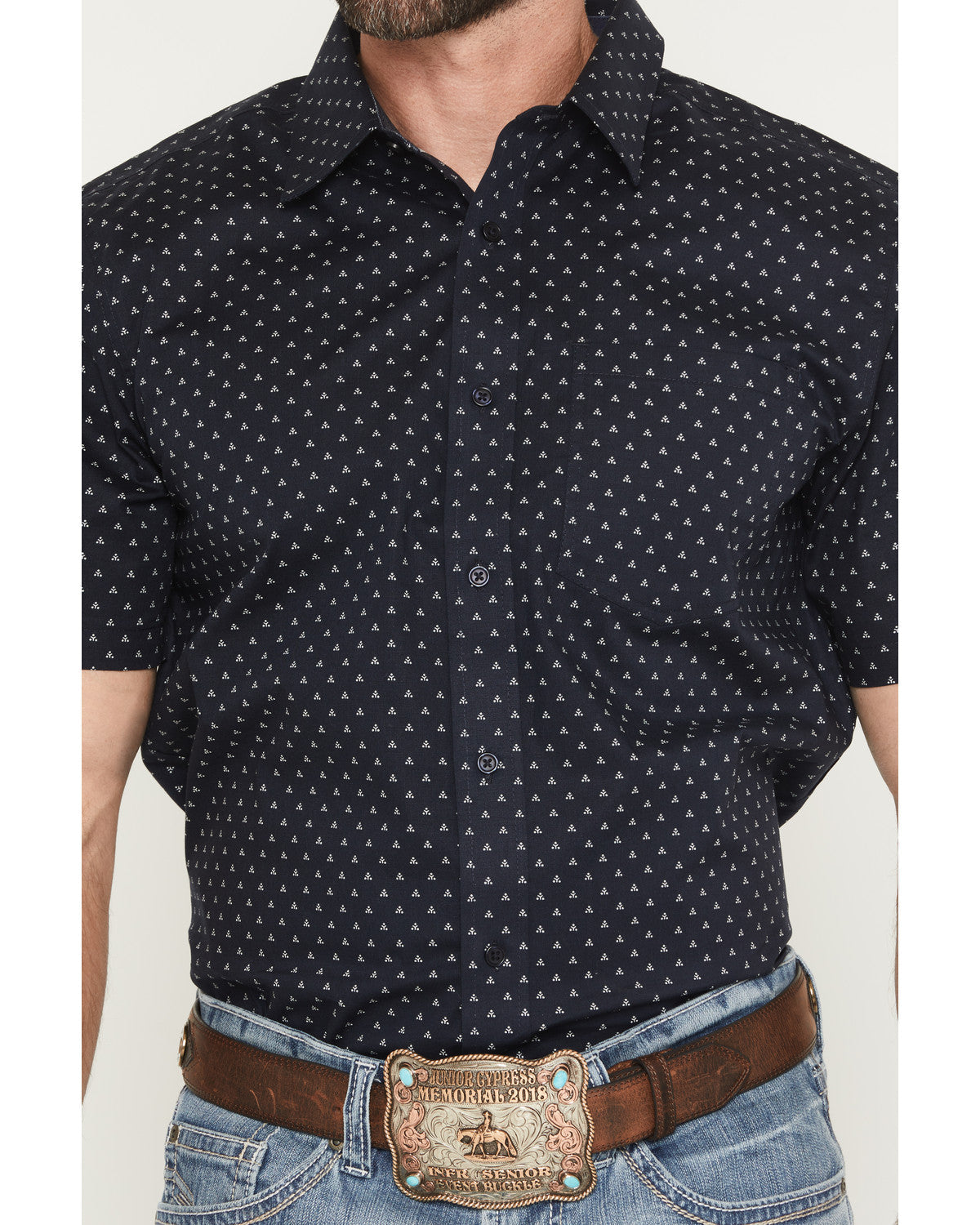 Men's Barrel Rider Geo Print Short Sleeve Button-Down Stret | Cody James Clothing