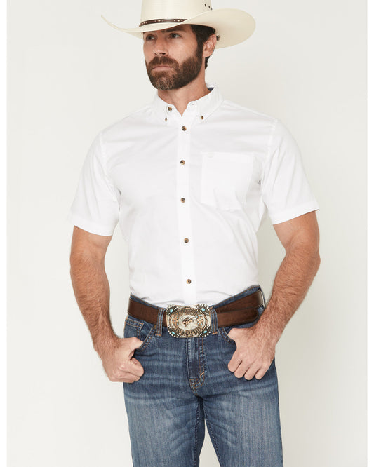 Men's Basic Solid Short Sleeve Button-Down Stretch Western | Cody James Clothing