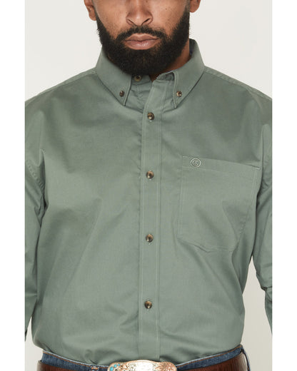 Men's Basic Solid Long Sleeve Button-Down Stretch Western S | Cody James Clothing