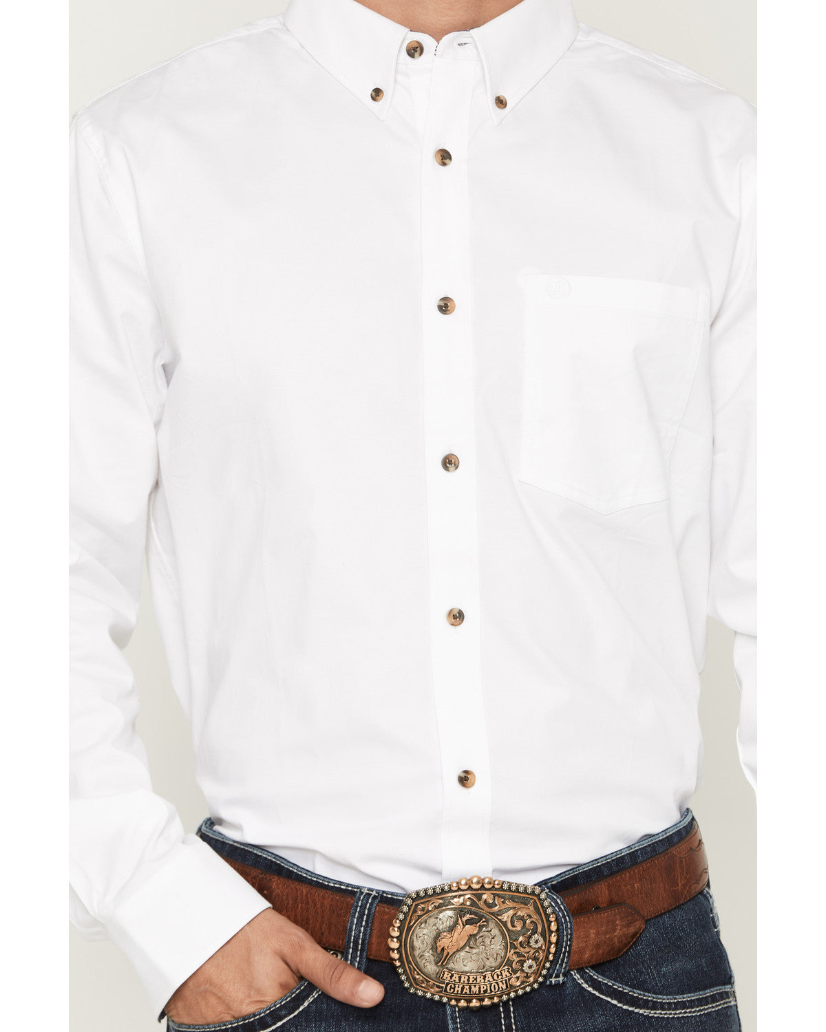 Men's Basic Solid Long Sleeve Button-Down Stretch Western S | Cody James Clothing