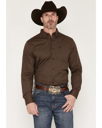Men's Fast Forward Geo Print Long Sleeve Button-Down Stretc | Cody James Clothing
