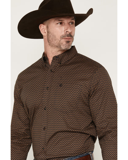 Men's Fast Forward Geo Print Long Sleeve Button-Down Stretc | Cody James Clothing