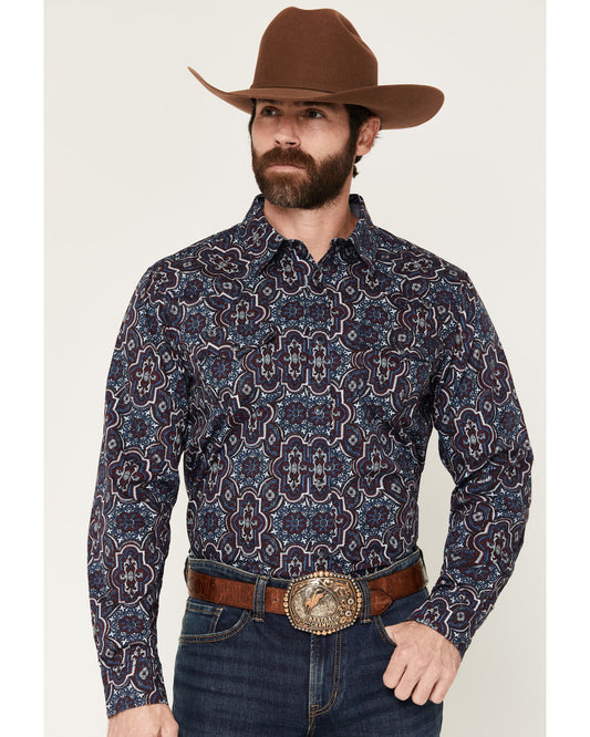 Men's Muddy Medallion Print Long Sleeve Snap Western Shirt | Cody James Clothing