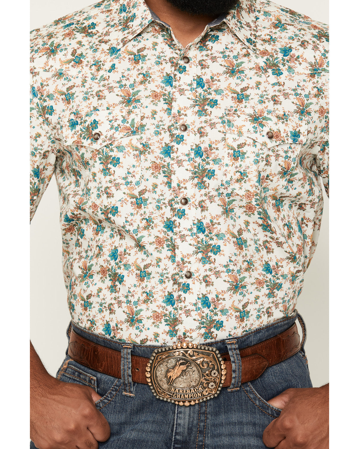 Men's Blossom Floral Print Short Sleeve Snap Western Shirt | Cody James Clothing