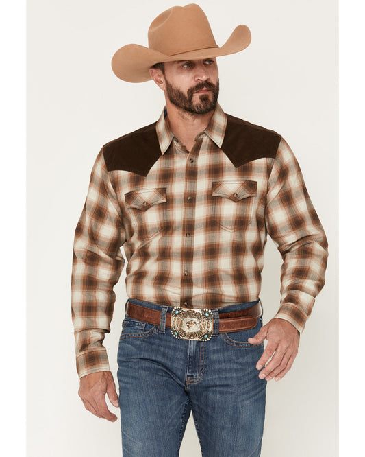 Men's Mad Plaid Print Corduroy Long Sleeve Snap Western Shi | Cody James Clothing