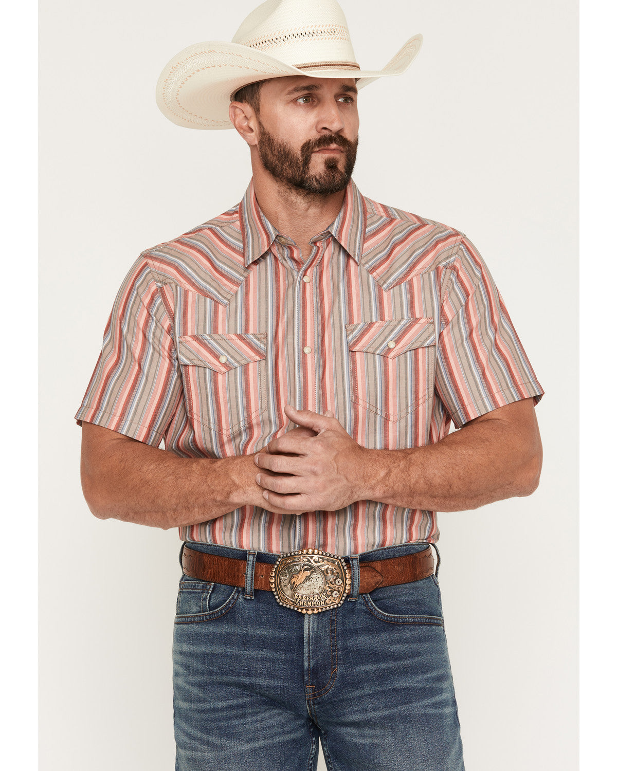 Men's Old Skool Striped Short Sleeve Snap Western Shirt | Cody James Clothing