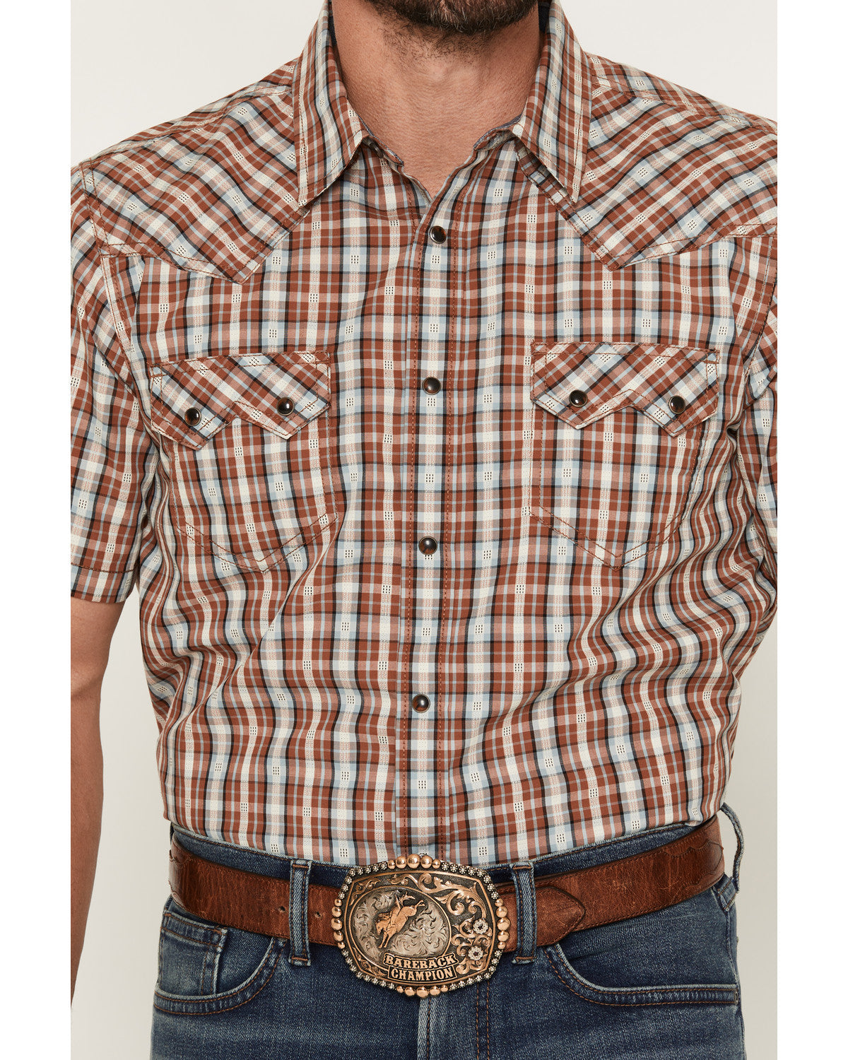 Men's Elmer Plaid Print Short Sleeve Snap Western Shirt | Cody James Clothing