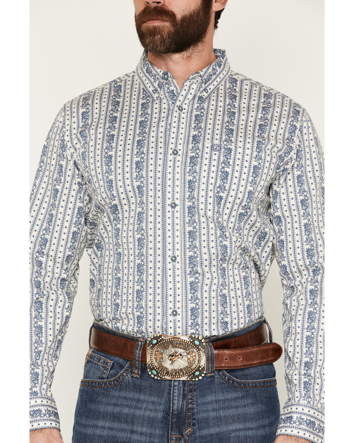 Men's Day Drinker Floral Stripe Print Long Sleeve Button-Do | Cody James Clothing