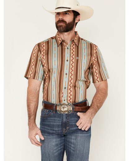 Men's Southwestern Stripe Print Short Sleeve Button-Down St | Cody James Clothing
