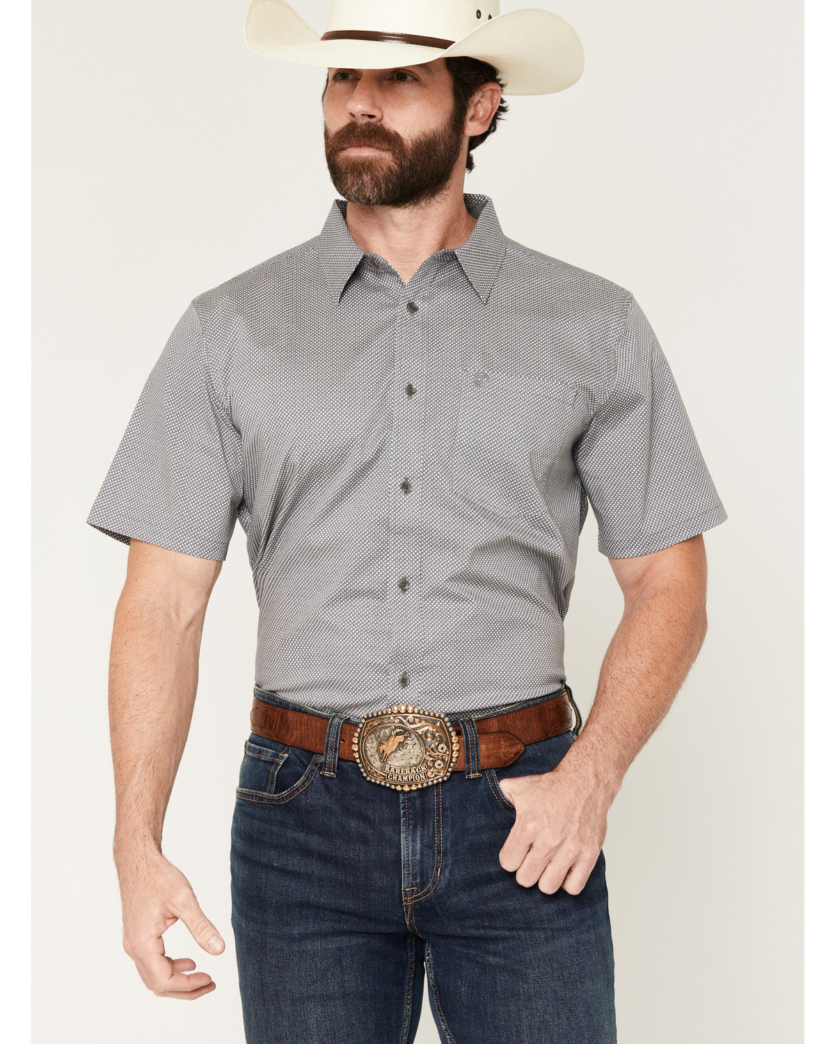 Men's Astro Geo Print Short Sleeve Button-Down Stretch West | Cody James Clothing