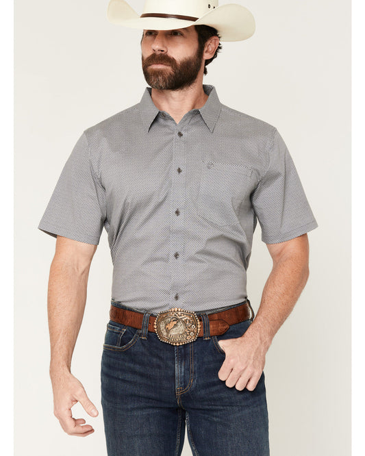 Men's Astro Geo Print Short Sleeve Button-Down Stretch West | Cody James Clothing